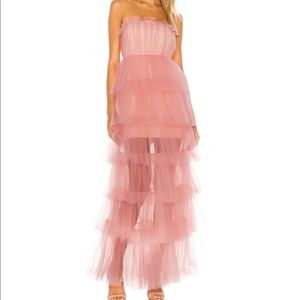 NWT Lovers and Friends Pink Bobbit Gown